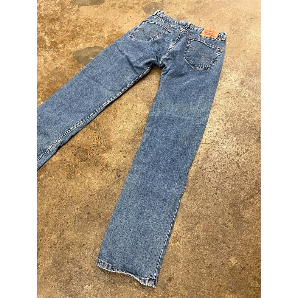 Levi's 505 Regular Fit Jeans Mens 31x34 Blue Denim Stonewash Mid Rise Straight - Picture 10 of 16